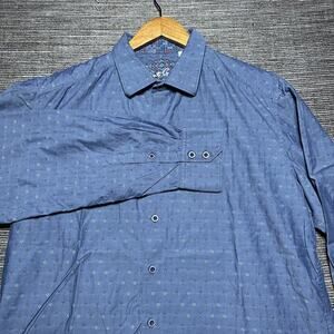 Robert Graham Shirt Men's L Blue Classic Fit Long Sleeve Button Up